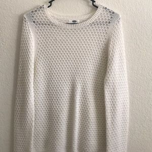 White Knitted Long-Sleeve Sweater